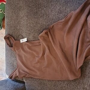 Brown ribbed tank dress